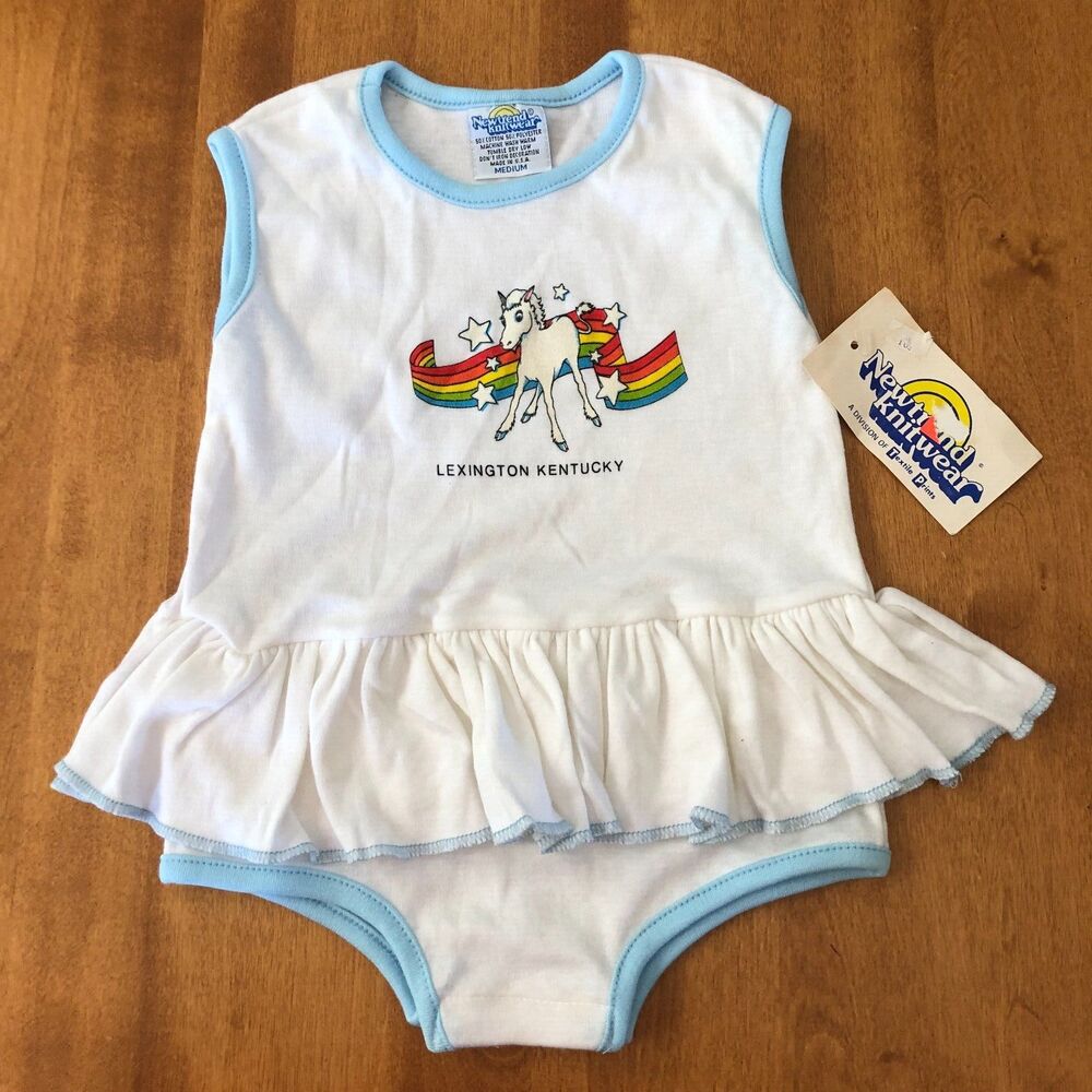 VINTAGE NEW Newtrend Knitwear Baby Dress Size M Lexington KY Rainbow Unicorn